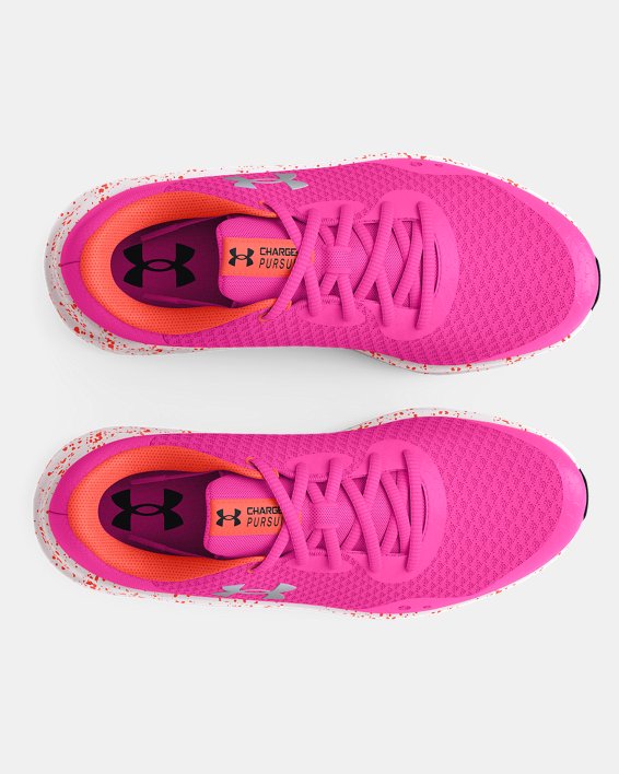 Girls' Grade School UA Charged Pursuit 3 Running Shoes, Pink, pdpMainDesktop image number 2